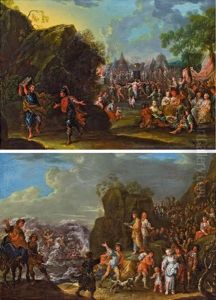 Der Tanz Um Das Goldene Kalb (+ Der Zug Der Israeliten Durch Das Rote Meer; Pair) by Johann Georg Platzer