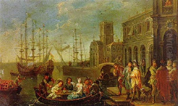 Port Scene With Elegant Figures - view 1