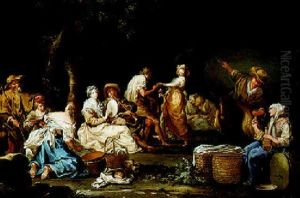 Frohliche Gesellschaft Auf Dem Lande by Johann Georg Platzer