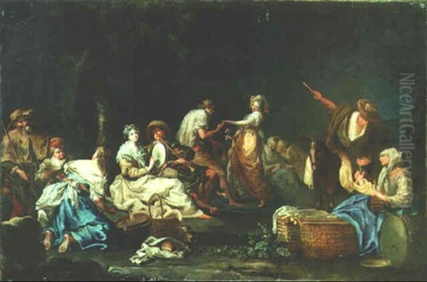A Pastoral Scene With Figures Merrymaking - view 1