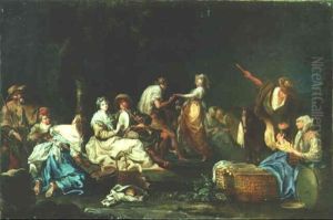 A Pastoral Scene With Figures Merrymaking