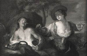 Junge Dame Im Schaferinnenkostum Weckt Ihren Galan by Johann Georg Platzer