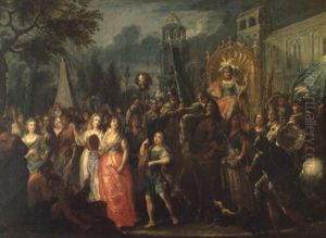 Le Retour Triomphal De David Et Goliath by Johann Georg Platzer