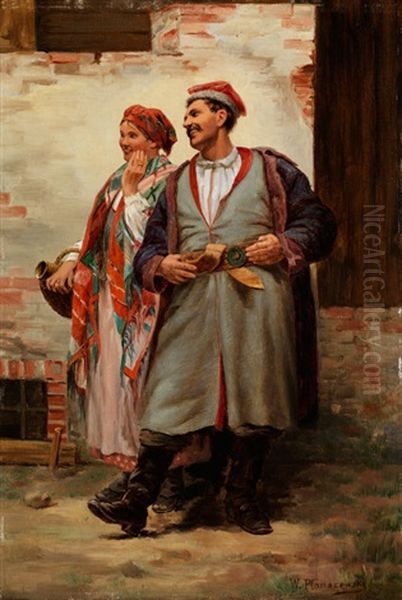 Polnisches Paar In Krakauer Tracht - view 1