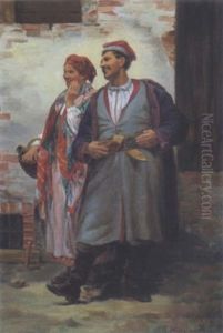 Polnisches Bauernpaar In Festtagstracht
