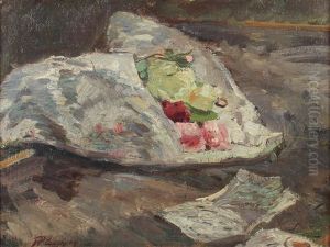 Blumenbouquet Mit Brief by Hermann Pleuer