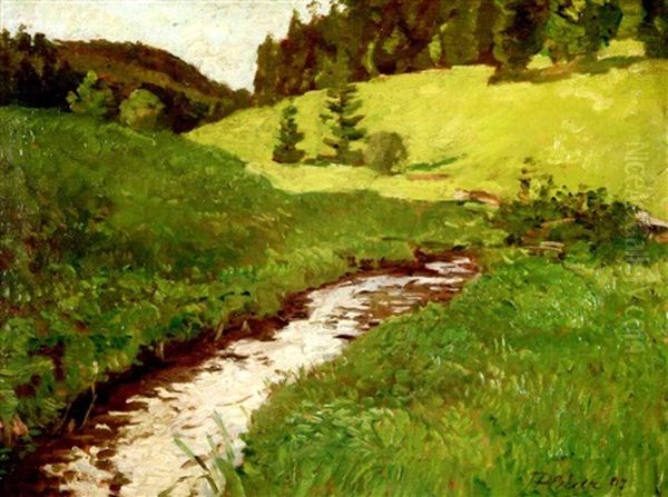 Schwabische Fruhlingslandschaft Mit Bachlauf - view 1