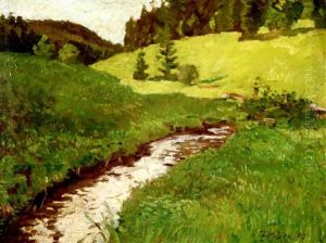 Schwabische Fruhlingslandschaft Mit Bachlauf
