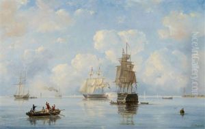 Salutschusse Vor Einem Hollandischen Hafen by Ary Pleyssier