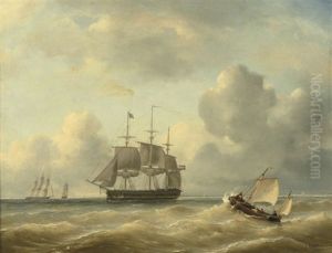 A Three-master At Sea by Ary Pleyssier