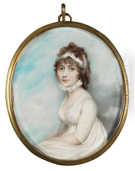 Portrait Of A Young Woman Against Cloudy Background - view 1