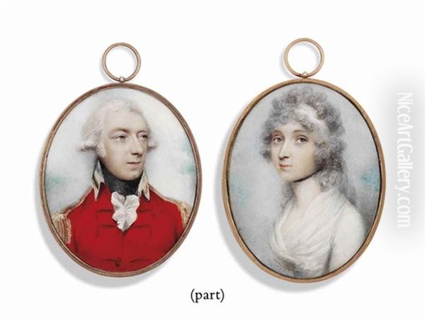 Lieutenant Colonel Henry William Toovey Hawley (1762-1803), In Army Uniform; With His Wife, Catherine, Nee Jepson; With A Pair Of Vases Painted With Identical Portraits - view 1