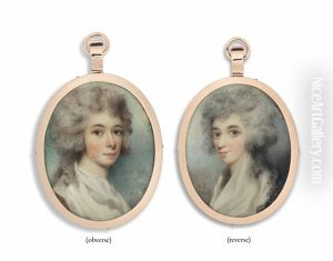 A Double-sided Portrait Miniature Of Two Ladies, One Possibly Sinclair Winter, In White Dresses With Powdered Hair