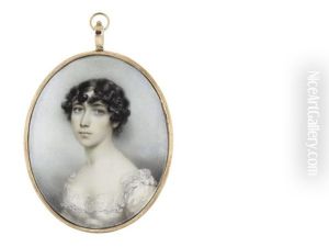 A Lady Called, Georgina Daniell, Wearing White Dress With Frilled Lace Trim, Her Raven Hair Curled And Upswept