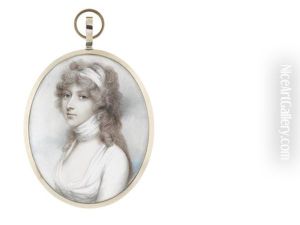 Lady Henriett Don Nee Cuninghame (d.1801), Wearing White Dress And Matching Bandeau Wrapped Around Her Neck And Loosely Curled, Powdered Hair