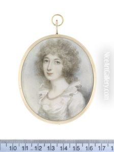 A Lady, Wearing White Dress With Frilled Neckline, Pearl Necklace, Her Powdered Wig Worn A La Conseilleur A Lady, Wearing White Dress With Frilled Neckline, Pearl Necklace, Her Powdered Wig Worn A La Conseilleur