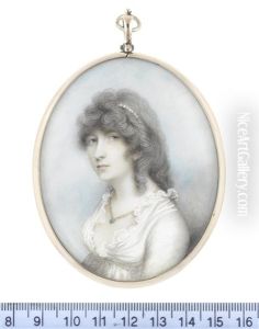 Frances Doyle (d.1806) Nee Rainsford, Wearing White Dress With Frilled Trim, A Turquoise Pendant On A Gold Chain Suspended From Her Neck... Frances Doyle (d.1806) Nee Rainsford, Wearing White Dress With Frilled Trim, A Turquoise Pendant On A Gold Chain Suspended From Her Neck...