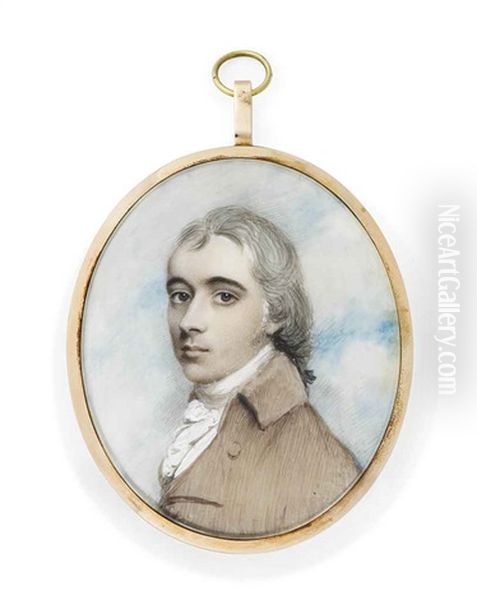 A Gentleman Called George Worrall, In Light Brown Coat, Frilled Cravat, Powdered Hair, Sky Background - view 1