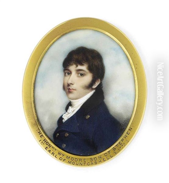 A Gentleman Called The Hon. William Moore, In Blue Coat, Frilled White Cravat - view 1
