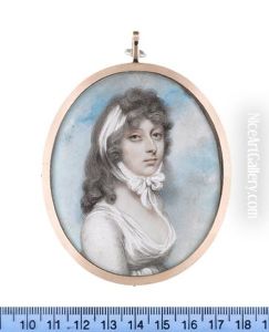 A Lady, Wearing White Dress And Powdered Hair, A White Scarf Wrapped Around Her Head And Tied In A Bow Beneath Her Chin