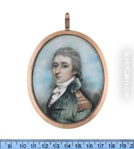 A Naval Officer, Wearing Blue Coat With Gold Epaulette, White Waistcoat, Frilled Chemise, Stock And Cravat, His Powdered Hair Tied With A Black Ribbon Bow