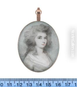A Lady (georgiana Cavendish?), Duchess Of Devonshire, Wearing White Dress And Fichu, Powdered Wig by Andrew Plimer