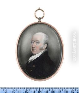 A Gentleman, Wearing Dark Blue Double-breasted Coat, White Waistcoat, Frilled Chemise And Stock by Andrew Plimer