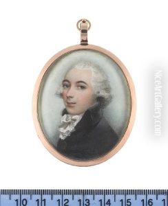 A Gentleman, Wearing Black Coat, White Chemise And White Stock, His Hair Powdered by Andrew Plimer