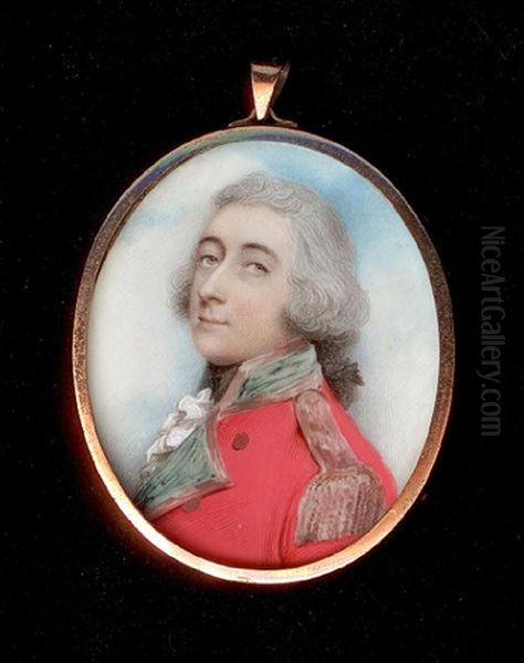 Steven Butler, Wearing Uniform Of Scarlet Coatee With Gold Edged Green Collar And Facings, Gold Epaulette, Frilled White Chemise And Black Stock - view 1
