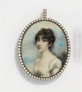 A Young Lady, In White Muslin Day Dress With Puffed Sleeves, Her Curling Chestnut Hair Worn A L'antique