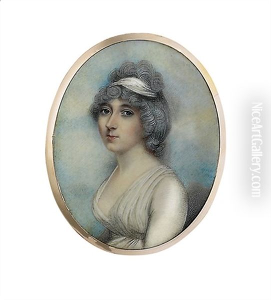 A Young Lady In Low-cut White Dress - view 1