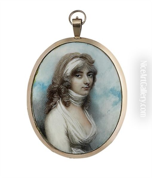 A Young Lady Seated In White Dress And Bandeau - view 1