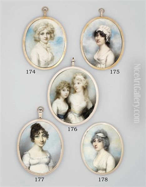Margaret Caroline Ellis, In White Dress And White Bonnet, Curling Dark Hair, Sky Background - view 1