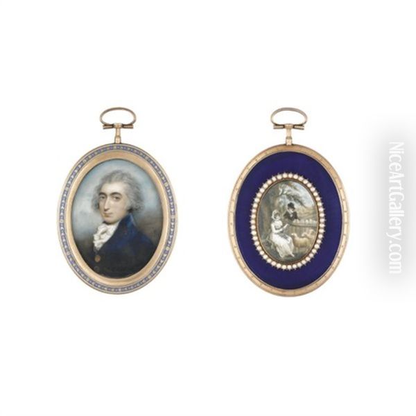 Portrait Of A Gentleman Wearing A Blue Coat And White Cravat - view 1