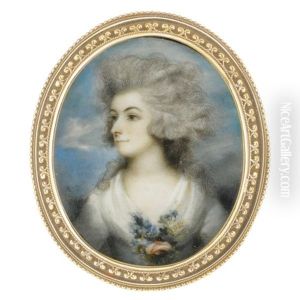 Portrait Of A Lady Wearing A White Dress With A Posy Of Flowers At The Corsage