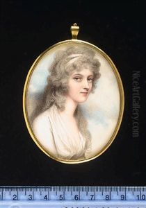 Lady Louisa Grey Wearing White Dress And Matching Bandeau In Her Long Powdered Hair