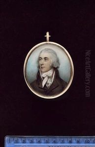 A Gentleman, Wearing Brown Coat, White Waistcoat, Red Solitaire, Frilled White Chemise And Tied Stock, His Hair Powdered by Andrew Plimer