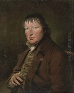 Portrait Of Thomas Salter In A Brown Coat And Striped Waistcoat by Andrew Plimer