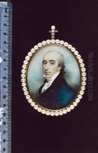 A Gentleman, Wearing Blue-green Coat With Black Collar, White Waistcoat, Frilled Shirt And Cravat, His Hair Powdered And Worn En Queue