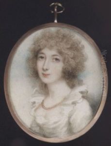 A Lady Wearing White Dress With Frilled Collar And Double-strand Necklace, Her Hair Curled