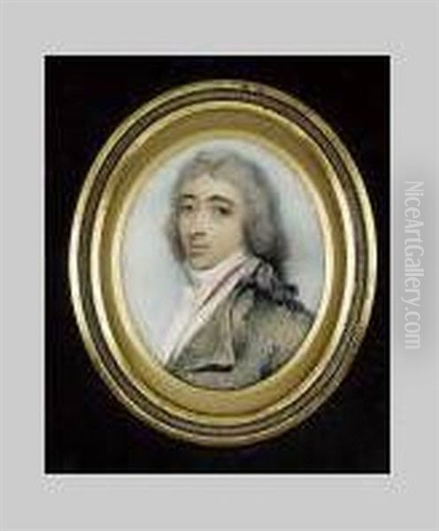 Gentleman, Called Charles Cumberland, Wearing Blue-green Coat, Red-lined Waistcoat And White Cravat, His Hair Powdered And Worn En Queue - view 1