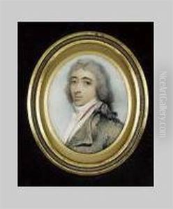 Gentleman, Called Charles Cumberland, Wearing Blue-green Coat, Red-lined Waistcoat And White Cravat, His Hair Powdered And Worn En Queue