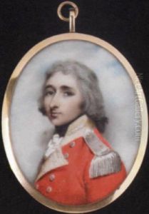 Lieutenant-colonel Henry Veitch Of Elliock In Infantry Uniform Of Scarlet Coat With White Facings And Silver Epaulette, Powdered Hair