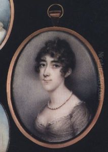 A Lady, Wearing Brown Spotted Dress With White Frilled Neckline, A String Of Pearls At Her Neck, Her Brown Hair Upswept A Lady, Wearing Brown Spotted Dress With White Frilled Neckline, A String Of Pearls At Her Neck, Her Brown Hair Upswept
