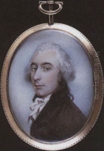 A Gentleman Wearing Brown Coat And White Tied Cravat, His Hair Powdered And Worn En Queue