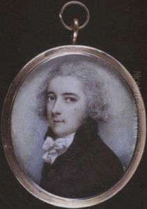 A Young Gentleman With Natural Powdered Hair And Mole On His Cheek, Wearing Brown Coat With Large Buttons And White Cravat by Andrew Plimer