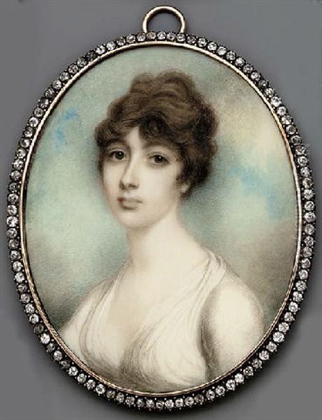 A Young Lady In White Dress, Short Dark Hair; Sky And Cloud Background - view 1