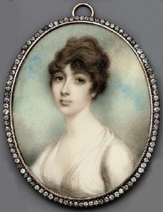 A Young Lady In White Dress, Short Dark Hair; Sky And Cloud Background