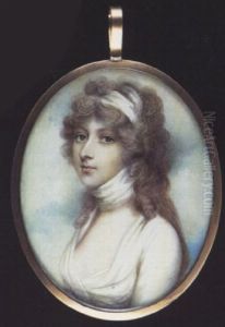 Lady Lilford Wearing White Dress, A Matching Scarf At Her Neck And Bandeau In Her Powdered, Curled Hair