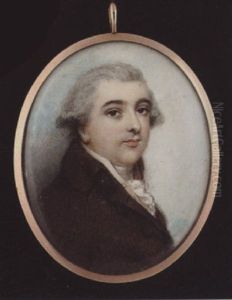 A Gentleman, With Short Powdered Hair, Wearing Brown Coat, Cream Waistcoat, Frilled White Cravat And Stock by Andrew Plimer